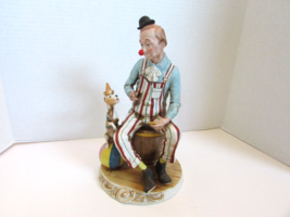 Vtg Capodimonte Clown Figurine Clown Sitting With Dog 9.25&quot; Signed Pucci.. - £54.54 GBP