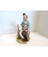 VTG CAPODIMONTE CLOWN FIGURINE CLOWN SITTING WITH DOG 9.25&quot; SIGNED PUCCI.. - $69.25