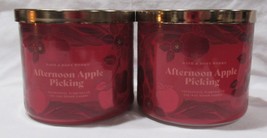 Bath &amp; Body Works 3-wick Scented Candle Lot Set of 2 AFTERNOON APPLE PIC... - £55.65 GBP