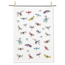 Dragonfly Tea Towel 100% Cotton 20&quot; x 28&quot; Vibrant All Over Multicolor - £15.50 GBP