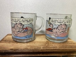 VINTAGE Lot of 2 Garfield Glass Mug Coffee Cup McDonald’s Jim Davis - £7.23 GBP