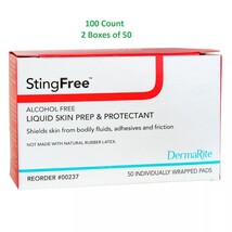 StingFree Alcohol-Free Skin Barrier Wipe Individual Packet No Sting Wipe... - $11.75