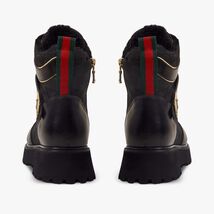 The Boston Black Leather Lace-Up Ankle Women Boot With a Side Zipper image 2