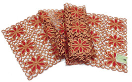 Broderie Cutwork Collection Embroidered Poinsettia Cutwork Table Runner ... - £13.00 GBP