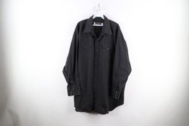 Vtg 70s Rockabilly Mens 19 35 Faded Western Rodeo Snap Button Shirt Black USA - £39.52 GBP