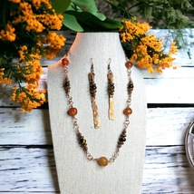 Red Agate and Tigers eye necklace and earrings set by Holley’s Cre8tions  - £46.36 GBP