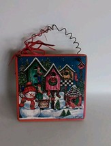 Christmas Hanging Plaque Snowman Birdhouses Holiday Home Decor 5&quot; X 5&quot; - $3.97