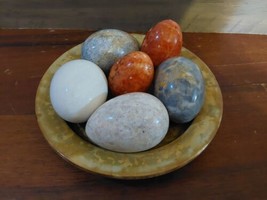 Vintage Stone Marble Alabaster Easter Eggs Made In Italy Lot 6 Candle Plate - £61.22 GBP