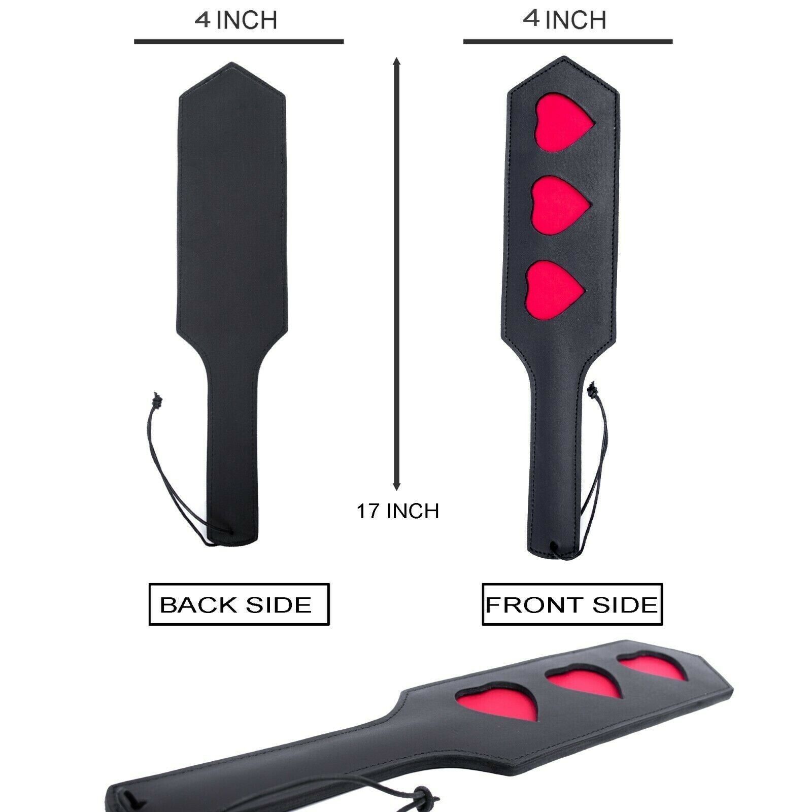 Leather Phobia Genuine Cowhide BDSM Spanking Paddle – Black, Handmade In Pakistan