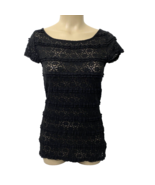 Banana Republic Cap Sleeve Stretch Lace Top Womens size Small Black - £14.14 GBP