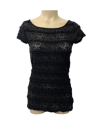 Banana Republic Cap Sleeve Stretch Lace Top Womens size Small Black - $17.99