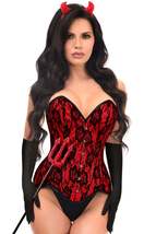 Premium Red Devil Corset 4pc Cosplay Women&#39;s Halloween Costume - £101.15 GBP+