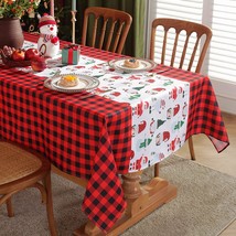 Rectangle Christmas Tablecloths Xmas Pattern Tablecloth Spillproof Stain... - $36.37
