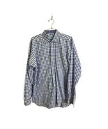 J.McLaughlin Men’s Blue White Gingham Slim Fit Button Down Shirt Size Large - $726.24 MXN