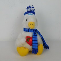 Aflac Plush 2017 Duck Blue Hat Scarf Red Heart Holly Berry Talking Big 10” Clean - £13.74 GBP