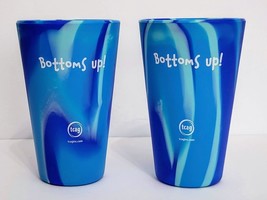 Lot 2 Silipint Unbreakable Cup 16 Oz Rubber Tumbler Blue &amp; Teal Swirl Silicone - £14.27 GBP