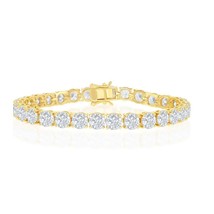 Sterling Silver 6mm Prong-Set Round CZ Tennis Bracelet - Gold Plated - £134.68 GBP