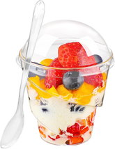 50 Pack 4.8 Oz Plastic Dessert Cups with Lids and Spoons, Parfait Cups with Lids - £12.94 GBP