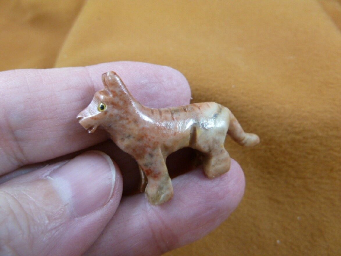 (Y-TAS-TI-28) Tasmanian TIGER marsupial figurine SOAPSTONE PERU Wolf thy... - $8.59