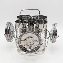 Kimiko Bar Glasses Coasters Set Pewter Silver Roman Gladiator Crest Hi Ball - $64.34