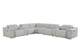 Light Gray Italian Leather Power Reclining U Shaped Eight Piece Corner Sectional - $11,531.70 CAD