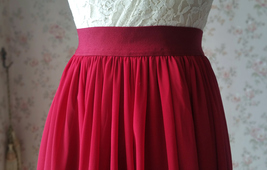 RED Chiffon Maxi Skirt Womens Full Long Chiffon Summer Wedding Bridesmaid Skirt image 8