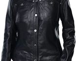Womens Button Front Lambskin Leather Jacket Shacket - Casual Shirt Long ... - £93.97 GBP
