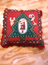 Christmas Throw Pillow Lace Edging Girl With Doll 18  x 18  Holiday - $16.73