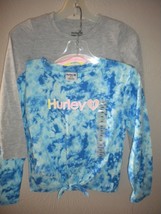 Hurley Girls Size 4/5 Blue Tie Dye and Gray Long Sleeve Shirt Set 2 NWT - £6.86 GBP