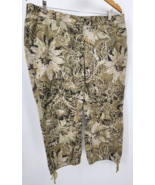 Axcess Cotton Capri Pants Womens Size 12 Green Tan Floral Cropped Drawst... - £9.01 GBP