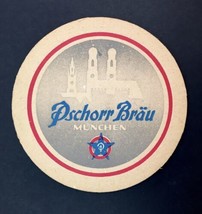 Pschorr Bräu München Vintage German Beer Coaster Red &amp; Blue - $10.00