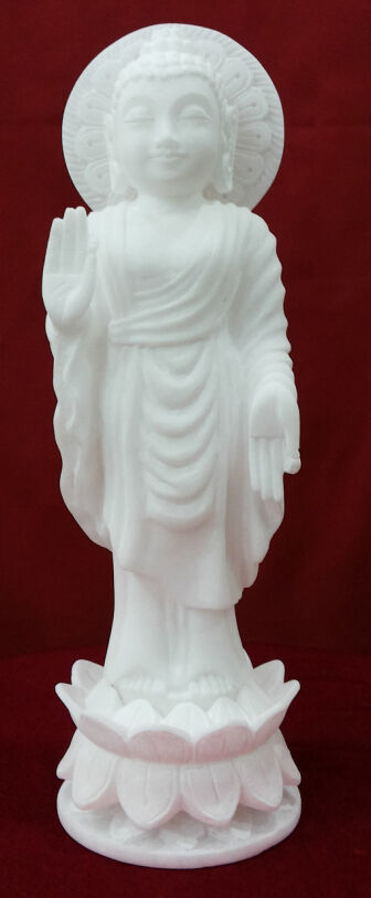 Primary image for 13" White Marble Buddha Fine Art Stone Sculpture Religious Collectible Gift