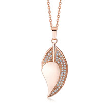 Cubic Zirconia &amp; 18K Rose Gold-Plated Leaf Pendant Necklace - £2.39 GBP