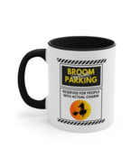 Broom Parking Coffee Mug Funny Witch Graphic Novelty Halloween Charm Cup - £17.30 GBP