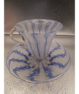 Bohemian cup and saucer blue and laced ribbons [95k] - $54.45