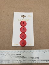 La Mode Round 5/8in 16mm Flat Red 2 Hole Button on Card Unused Blumentha... - $4.90