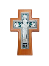 8&quot; Green Enamel Russian Orthodox Slavonic Wall Mounted Virgin Mary Cross... - £26.13 GBP