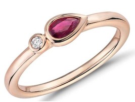 14Karat Rose Gold Pear Shape Natural  Ruby Engagement Ring, Solitaire Engagement - £1,119.09 GBP