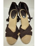 ANN TAYLOR LOFT Espadrilles Shoes Wedge Heels Ankle Tie Brown SIZE 6.5 V... - £20.94 GBP