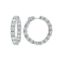 23.68Ct Round VVS1 Diamond Sterling Silver Hoop Earrings For Women&#39;s Simulated - £137.40 GBP