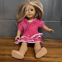 2013 American Girl Doll Blonde Hair Blue Eyes Pink Dress - £28.03 GBP