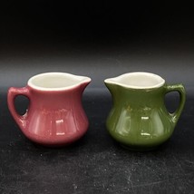 Hall China Creamer Maroon White &amp; Coors Green White Restaurant - $17.81