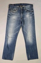 Lucky Brand Jeans Mens 32x32 Vintage Straight Blue Denim Destroyed Made ... - $341.47 MXN
