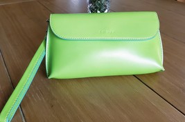 LODIS Lime/Avocado Green &amp; Aqua Thick Leather Wristlet Purse w/detachabl... - $29.69