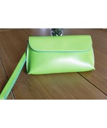 LODIS Lime/Avocado Green &amp; Aqua Thick Leather Wristlet Purse w/detachabl... - $41.81 CAD