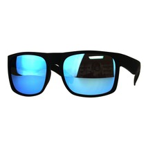 Herren Quadratisch Rechteckig Mode Sonnenbrille Schwarz Rahmen Spiegel Gläser UV - £9.43 GBP