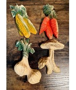 Vintage RETRO Chalkware Kitchen Wall Decor- Set 4- Vegetables Mushroom C... - £19.47 GBP