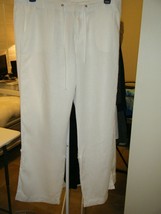 Tommy Hilfiger White Linen Pans Size 12 Roll Up Legs With Button Tabs 3953 - £12.40 GBP