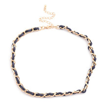 Goldtone, Genuine Leather Necklace (14 in) with 3&quot; Extender  NEW  #JN1085 - £10.45 GBP