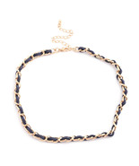 Goldtone, Genuine Leather Necklace (14 in) with 3&quot; Extender  NEW  #JN1085 - £10.61 GBP